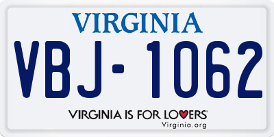 VA license plate VBJ1062