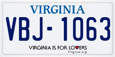 VA license plate VBJ1063