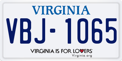 VA license plate VBJ1065