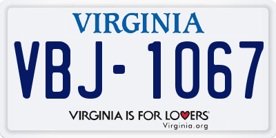 VA license plate VBJ1067