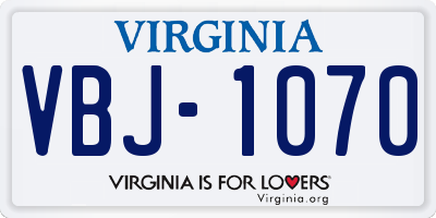 VA license plate VBJ1070