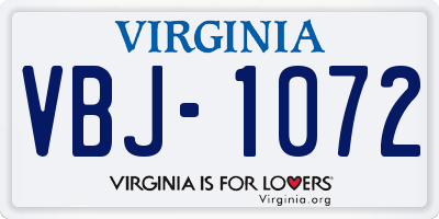 VA license plate VBJ1072