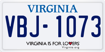 VA license plate VBJ1073