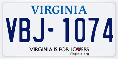 VA license plate VBJ1074