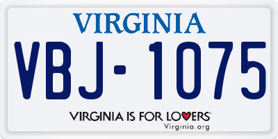 VA license plate VBJ1075