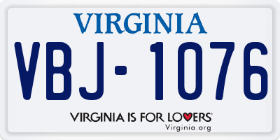 VA license plate VBJ1076