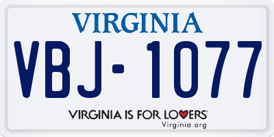 VA license plate VBJ1077