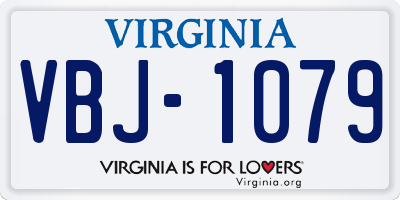 VA license plate VBJ1079