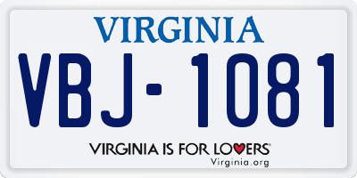 VA license plate VBJ1081