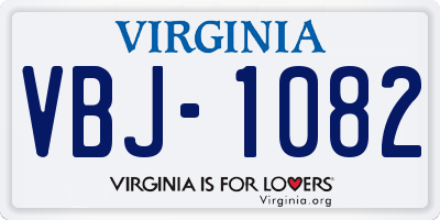 VA license plate VBJ1082