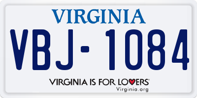 VA license plate VBJ1084