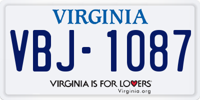 VA license plate VBJ1087