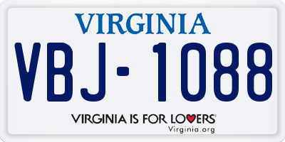 VA license plate VBJ1088