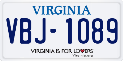 VA license plate VBJ1089