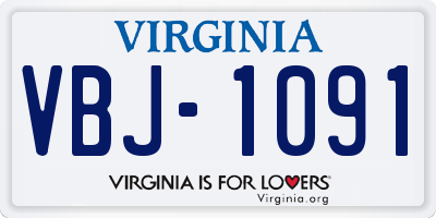 VA license plate VBJ1091