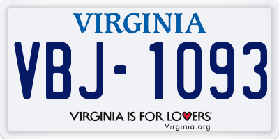 VA license plate VBJ1093
