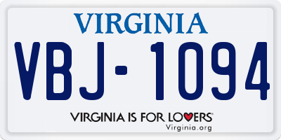 VA license plate VBJ1094