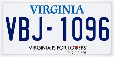 VA license plate VBJ1096