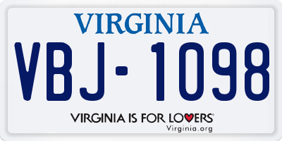 VA license plate VBJ1098