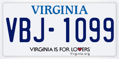 VA license plate VBJ1099