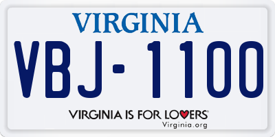 VA license plate VBJ1100