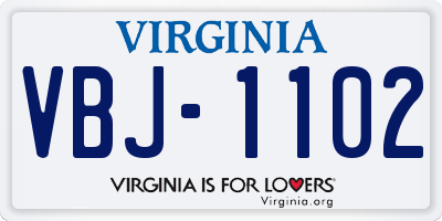 VA license plate VBJ1102