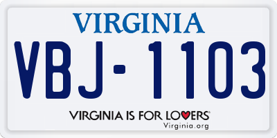 VA license plate VBJ1103