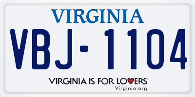 VA license plate VBJ1104