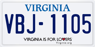 VA license plate VBJ1105