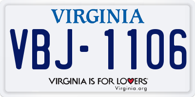 VA license plate VBJ1106