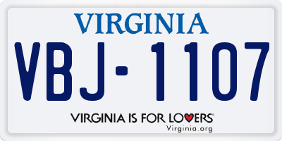 VA license plate VBJ1107