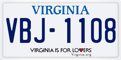 VA license plate VBJ1108