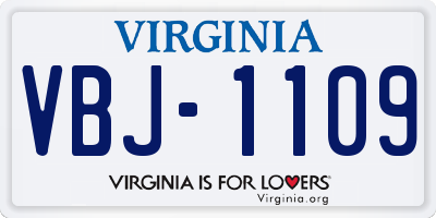 VA license plate VBJ1109