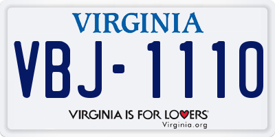 VA license plate VBJ1110
