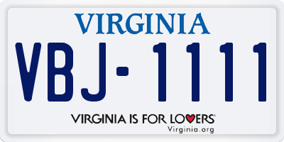VA license plate VBJ1111