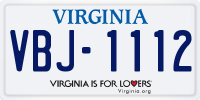 VA license plate VBJ1112
