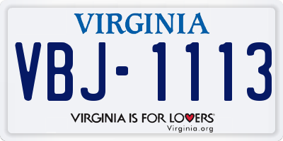 VA license plate VBJ1113