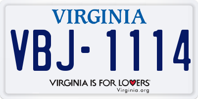 VA license plate VBJ1114