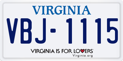 VA license plate VBJ1115