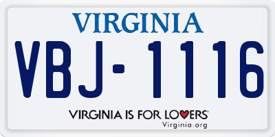 VA license plate VBJ1116