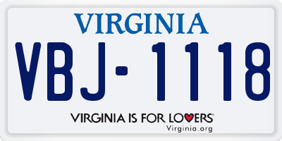 VA license plate VBJ1118