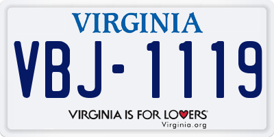 VA license plate VBJ1119