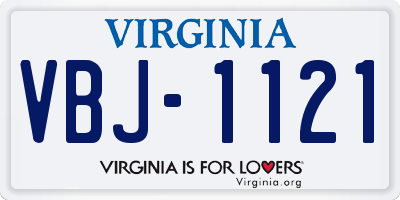 VA license plate VBJ1121