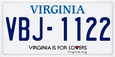 VA license plate VBJ1122