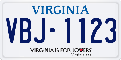 VA license plate VBJ1123