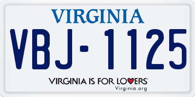VA license plate VBJ1125