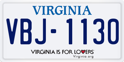 VA license plate VBJ1130