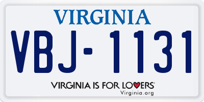 VA license plate VBJ1131
