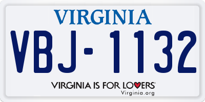 VA license plate VBJ1132