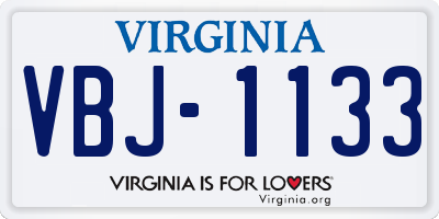 VA license plate VBJ1133